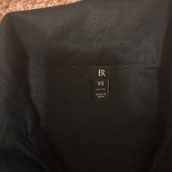 Banana Republic Womens XS Petite Black Cropped 100%Linen Top Quarter Sleeve Boho - Picture 3 of 9